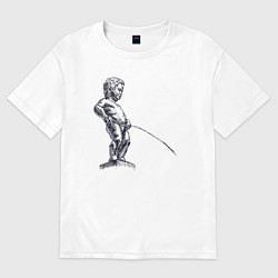 Футболка оверсайз женская Писающий мальчик, цвет: белый