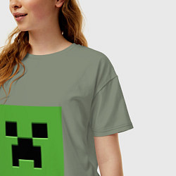 Футболка оверсайз женская Minecraft creeper face, цвет: авокадо — фото 2