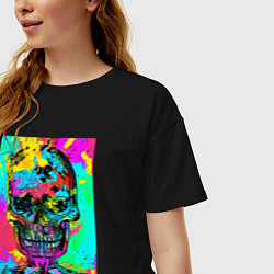 Футболка оверсайз женская Cool skull - pop art - vogue, цвет: черный — фото 2