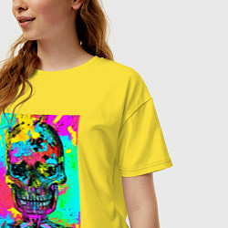 Футболка оверсайз женская Cool skull - pop art - vogue, цвет: желтый — фото 2