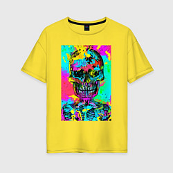 Футболка оверсайз женская Cool skull - pop art - vogue, цвет: желтый