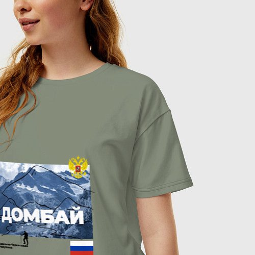 Женская футболка оверсайз Домбай Карачаево-Черкесская Республика / Авокадо – фото 3