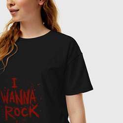 Футболка оверсайз женская I Wanna Rock - Я хочу зажигать, цвет: черный — фото 2