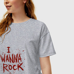 Футболка оверсайз женская I Wanna Rock - Я хочу зажигать, цвет: меланж — фото 2