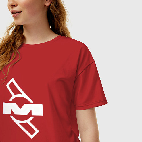 Женская футболка оверсайз Depeche Mode Mute Records Logo / Красный – фото 3