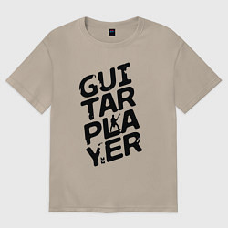 Футболка оверсайз женская MoMo - Guitar player черный, цвет: миндальный