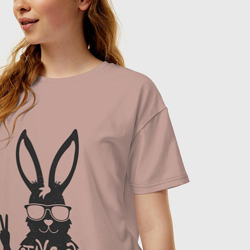 Женская футболка оверсайз Stay cool rabbit / Пыльно-розовый – фото 3