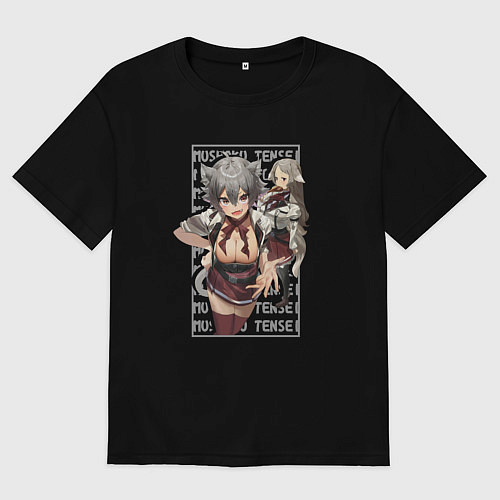 Женская футболка оверсайз Риния и Пурсена - Реинкарнация безработного / Черный – фото 1