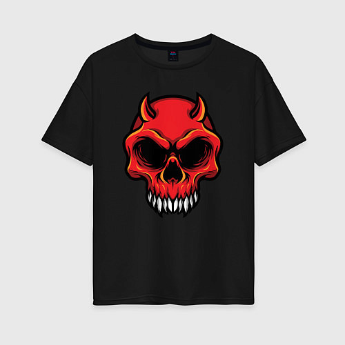 Женская футболка оверсайз Red skull / Черный – фото 1