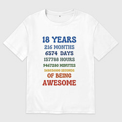 Женская футболка оверсайз 18 лет в месяцах - днях - часах - минутах - секунд