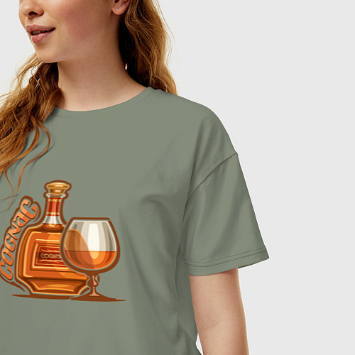 Женская футболка оверсайз Коньяк / Авокадо – фото 3