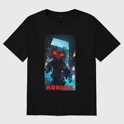 Футболка оверсайз женская Роблокс персонаж с красными глазами, цвет: черный