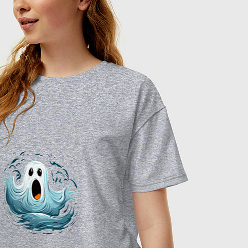 Женская футболка оверсайз Привидение на хэллоуин / Меланж – фото 3