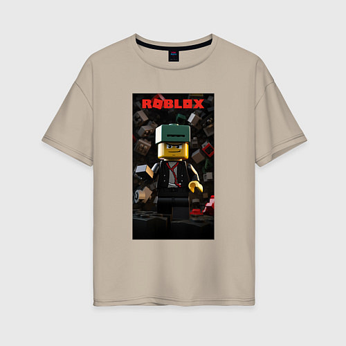 Женская футболка оверсайз Roblox man game / Миндальный – фото 1