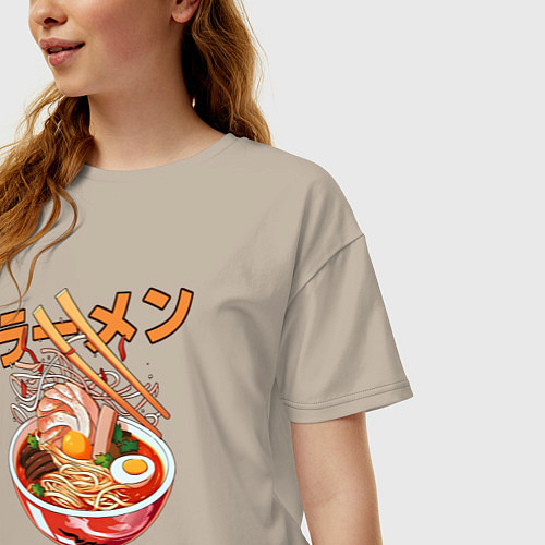 Женская футболка оверсайз Ramen Рамен / Миндальный – фото 3