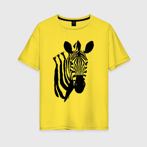 Женская футболка оверсайз Зебра смотрит / Желтый – фото 1