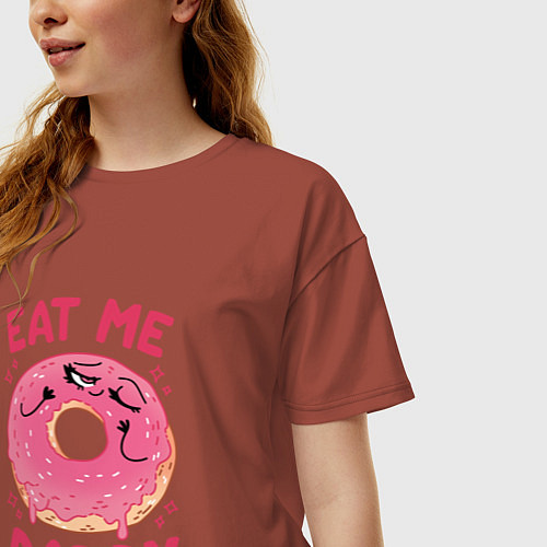 Женская футболка оверсайз Eat me daddy / Кирпичный – фото 3