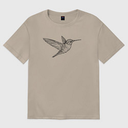 Футболка оверсайз женская Колибри летает, цвет: миндальный