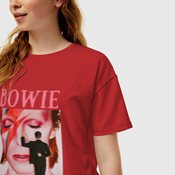Футболка оверсайз женская David Bowie 90 Aladdin Sane, цвет: красный — фото 2