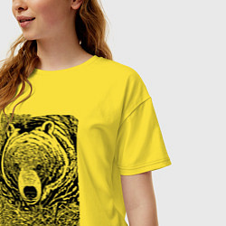 Футболка оверсайз женская Хозяин русского леса - медведь, цвет: желтый — фото 2