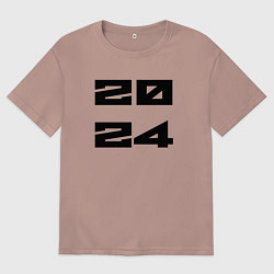 Футболка оверсайз женская 2024 год надпись, цвет: пыльно-розовый
