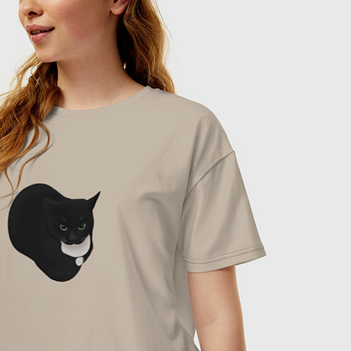 Женская футболка оверсайз Maxwell cat / Миндальный – фото 3