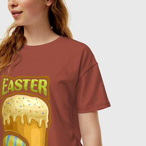 Женская футболка оверсайз Easter / Кирпичный – фото 3