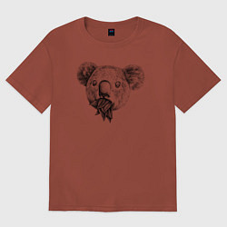 Футболка оверсайз женская Коала ест, цвет: кирпичный