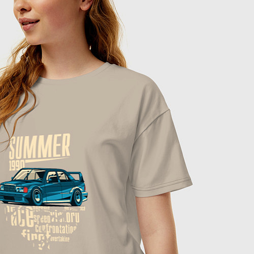 Женская футболка оверсайз Mercedes-Benz 190E Summer / Миндальный – фото 3