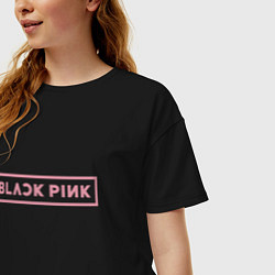 Футболка оверсайз женская Black pink - logotype - South Korea, цвет: черный — фото 2