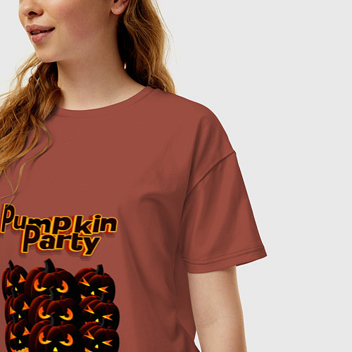 Женская футболка оверсайз Хэллоуин тусовка / Кирпичный – фото 3