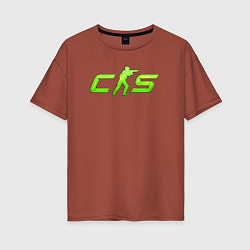 Футболка оверсайз женская CS2 green logo, цвет: кирпичный