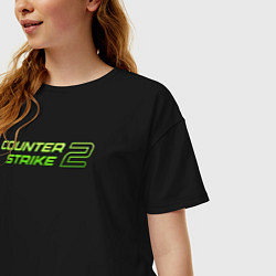 Футболка оверсайз женская Counter strike 2 green logo, цвет: черный — фото 2