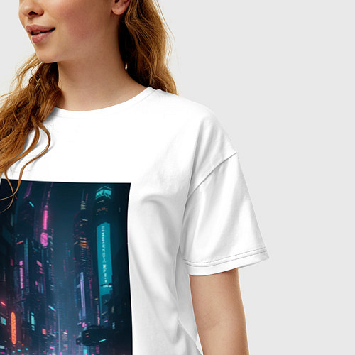 Женская футболка оверсайз Cyberpank / Белый – фото 3