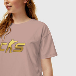 Футболка оверсайз женская CS 2 gold logo, цвет: пыльно-розовый — фото 2