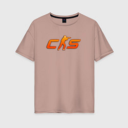 Футболка оверсайз женская CS 2 orange logo, цвет: пыльно-розовый