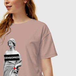 Футболка оверсайз женская MoMo - Censored, цвет: пыльно-розовый — фото 2