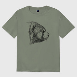 Футболка оверсайз женская Голова красной панды, цвет: авокадо