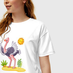Футболка оверсайз женская Солнечный страус, цвет: белый — фото 2