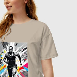 Футболка оверсайз женская Чернокожий спринтер, цвет: миндальный — фото 2