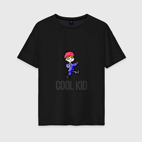 Женская футболка оверсайз Cool kid / Черный – фото 1