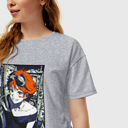 Футболка оверсайз женская Эд - космический ковбой, цвет: меланж — фото 2