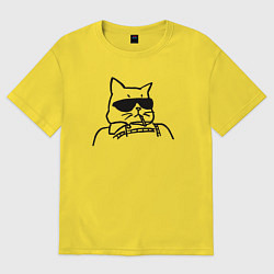 Футболка оверсайз женская Кот - деловой, цвет: желтый