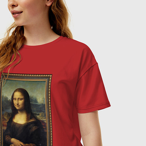 Женская футболка оверсайз Mona Lisa - original / Красный – фото 3