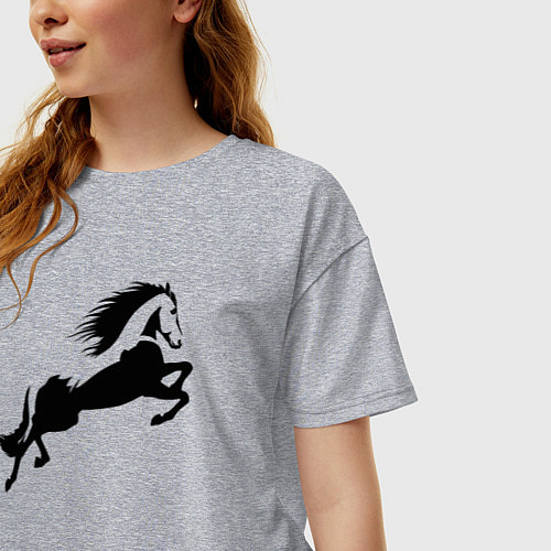 Женская футболка оверсайз Лошадь в прыжке / Меланж – фото 3