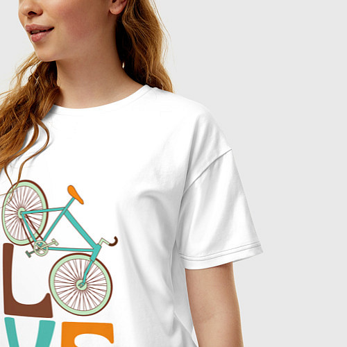 Женская футболка оверсайз Люблю велосипед / Белый – фото 3