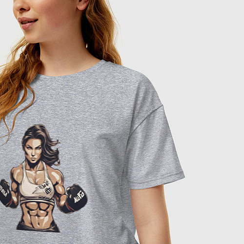 Женская футболка оверсайз Женский бокс / Меланж – фото 3