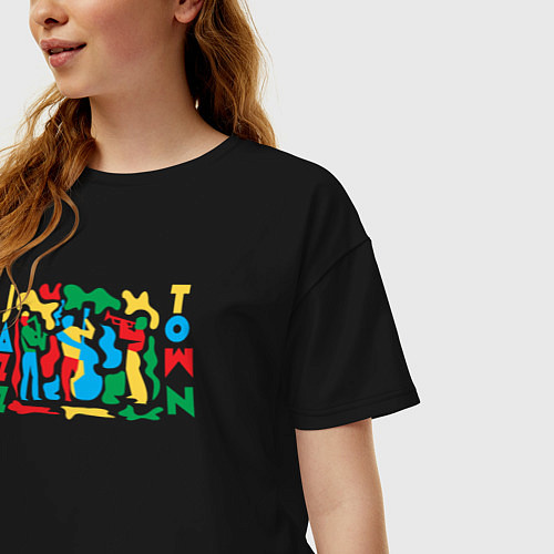 Женская футболка оверсайз Джазовый городок / Черный – фото 3
