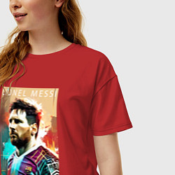 Футболка оверсайз женская Lionel Messi - football - striker, цвет: красный — фото 2