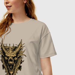 Футболка оверсайз женская Череп монстра, цвет: миндальный — фото 2